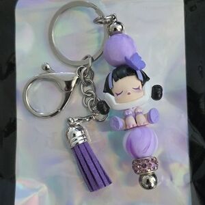 Purple and Silver Keychain with Tassel
